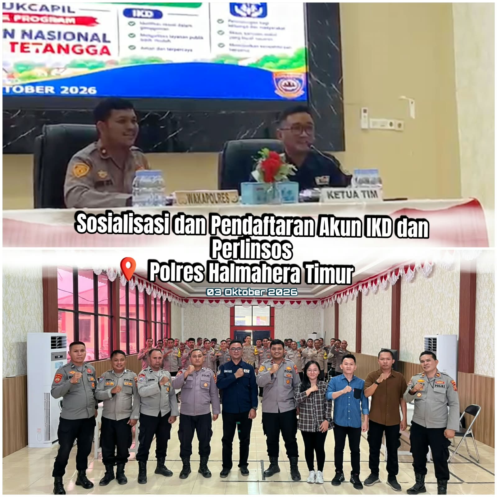 Disdukcapil Halmahera Timur Bersama Polres Haltim Gelar Aktivasi IKD Bagi Bhabinkamtibmas